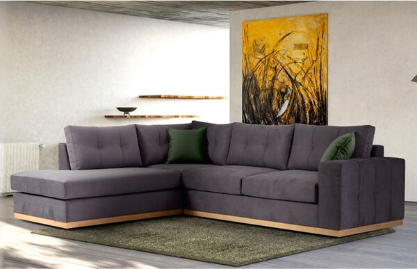 Δεξιός Γωνιακός Καναπές Boston Σκούρο Γκρι - Natural 280x225x95 cm