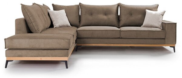 Δεξιός Γωνιακός Καναπές Luxury II Mocha - Κρεμ - Μαύρο 290x235x90 cm