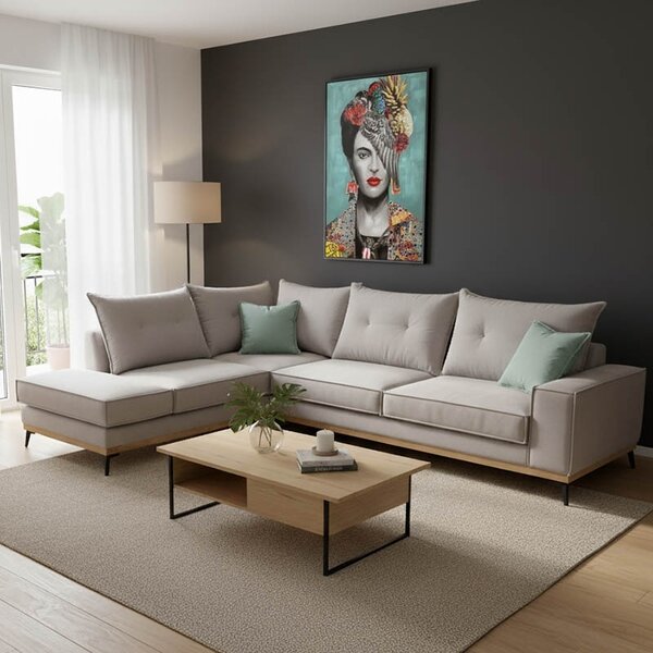 Δεξιός Γωνιακός Καναπές Luxury II Elephant - Ciel - Μαύρο 290x235x90 cm
