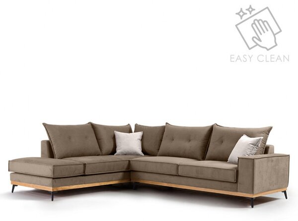 Δεξιός Γωνιακός Καναπές Luxury II Mocha - Κρεμ - Μαύρο 290x235x90 cm