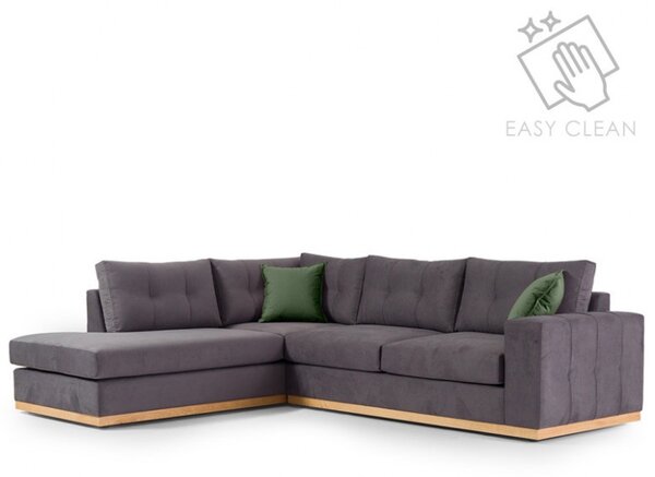 Δεξιός Γωνιακός Καναπές Boston Σκούρο Γκρι - Natural 280x225x95 cm