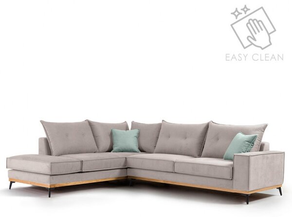 Δεξιός Γωνιακός Καναπές Luxury II Elephant - Ciel - Μαύρο 290x235x90 cm