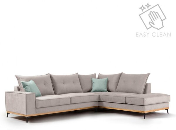 Αριστερός Γωνιακός Καναπές Luxury II Elephant - Ciel - Μαύρο 290x235x90 cm