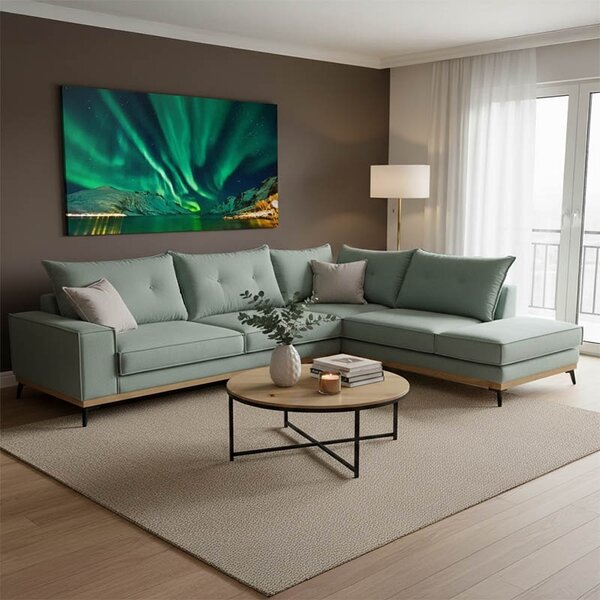 Αριστερός Γωνιακός Καναπές Luxury II Ciel - Κρεμ - Μαύρο 290x235x90 cm