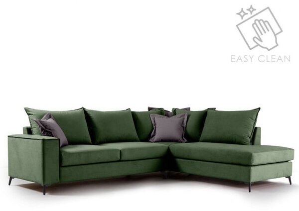 Αριστερός Γωνιακός Καναπές Boston Σκούρο Πράσινο - Σκούρο Γκρι 290x235x95 cm