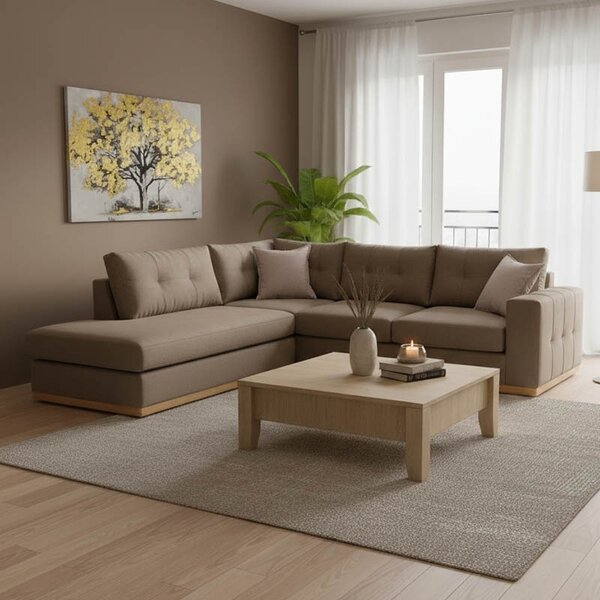 Δεξιός Γωνιακός Καναπές Boston Mocha - Κρεμ - Natural 280x225x95 cm