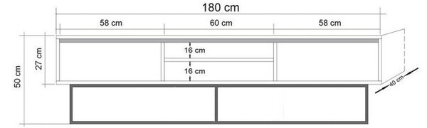 Έπιπλο TV Rodez 180 Walnut-Μαύρο