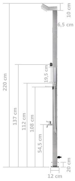VidaXL Στήλη Ντους Κήπου 220 εκ. από Ανοξείδωτο Ατσάλι