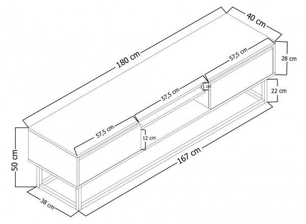 Έπιπλο TV Laxus 180 Walnut-Μαύρο