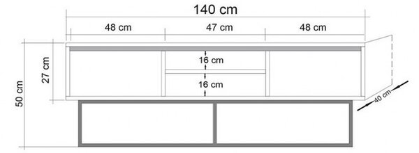 Έπιπλο TV Rodez 140 Walnut-Μαύρο