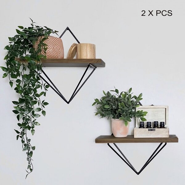 Ράφι τοίχου WR046 Walnut-Μαύρο