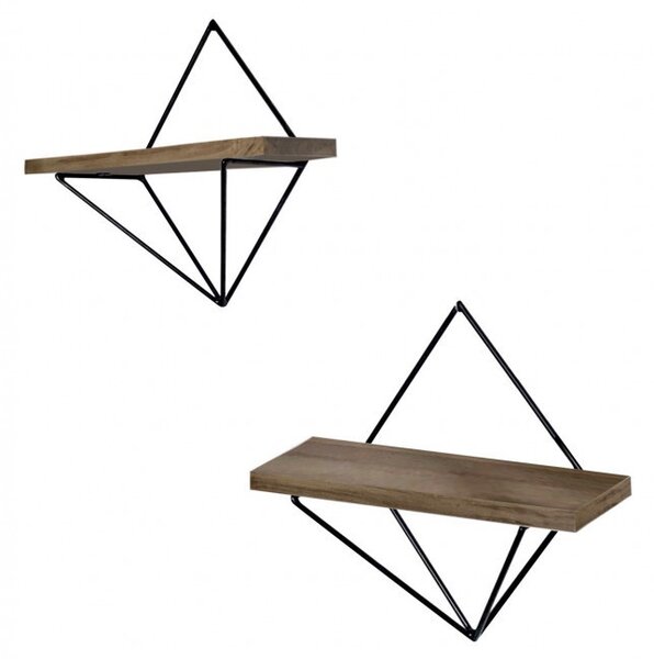 Ράφι τοίχου WR046 Walnut-Μαύρο