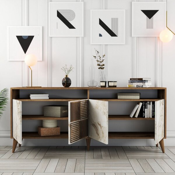 Κονσόλα Milan Walnut-Λευκό