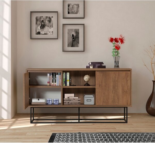 Κονσόλα Zela Walnut-Μαύρο
