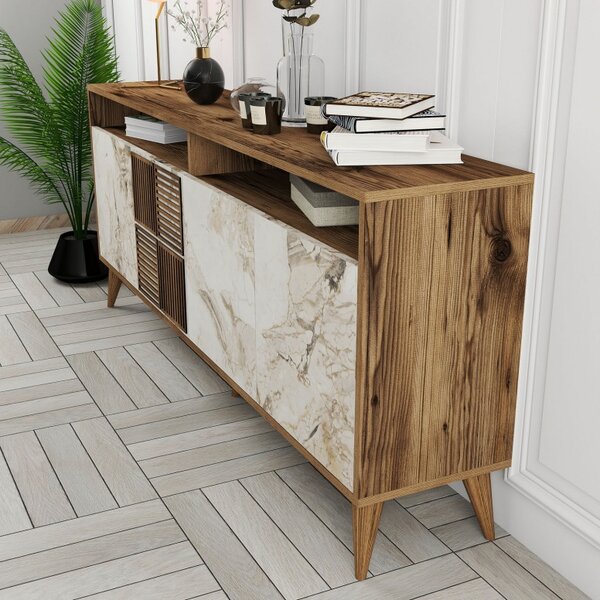 Κονσόλα Milan Walnut-Λευκό