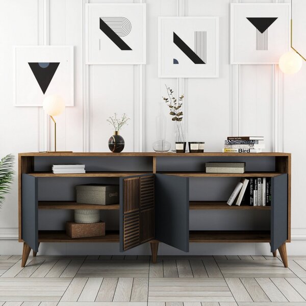 Κονσόλα Milan Walnut-Ανθρακί