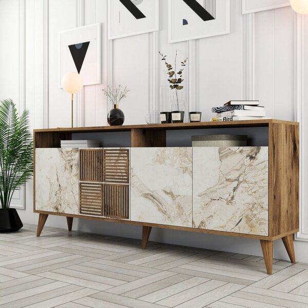 Κονσόλα Milan Walnut-Λευκό
