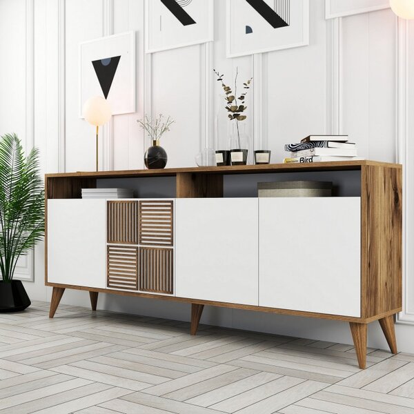 Κονσόλα Milan Walnut-Λευκό