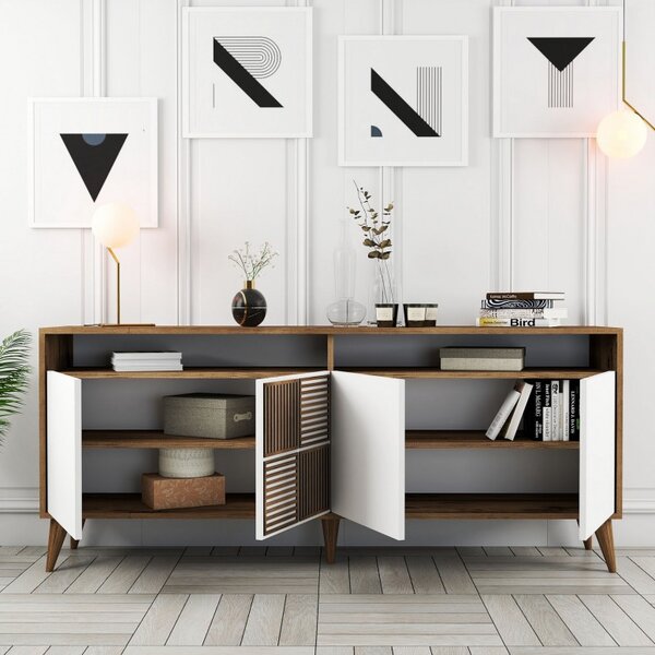 Κονσόλα Milan Walnut-Λευκό