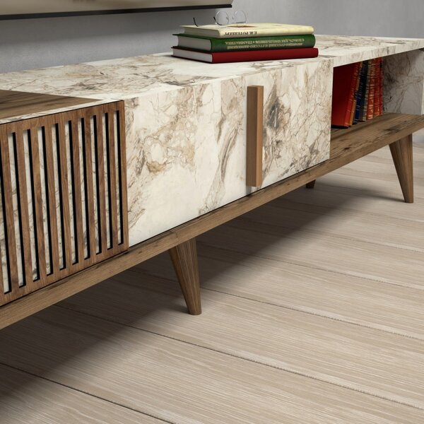 Έπιπλο TV Milan Walnut-Λευκό