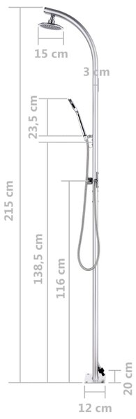 VidaXL Στήλη Ντους Κήπου 215 εκ. Αλουμινίου