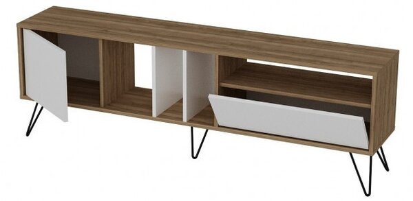 Έπιπλο TV Mistico Walnut-Μαύρο-Λευκό