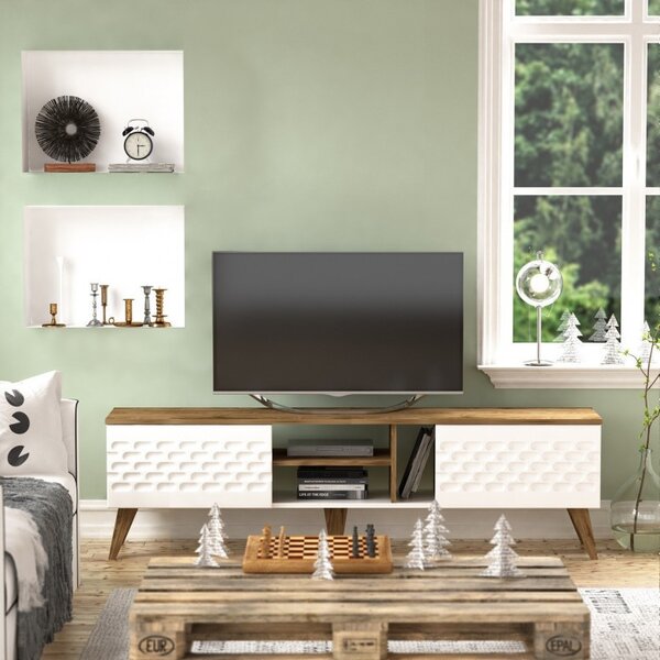Έπιπλο TV Egg Λευκό-Walnut
