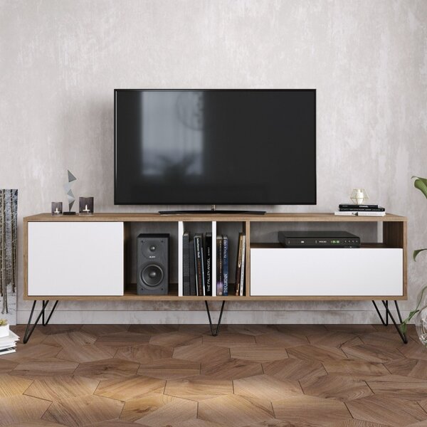 Έπιπλο TV Mistico Walnut-Μαύρο-Λευκό