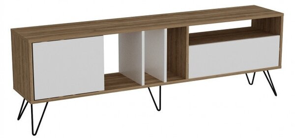 Έπιπλο TV Mistico Walnut-Μαύρο-Λευκό