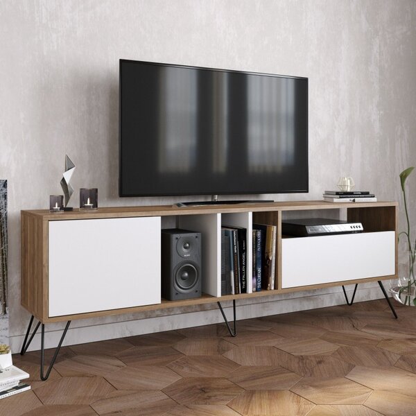 Έπιπλο TV Mistico Walnut-Μαύρο-Λευκό