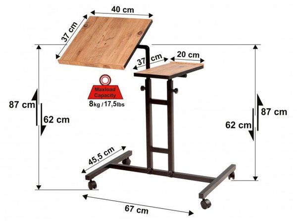 Τραπεζάκι Laptop Glen Atlantic Pine-Μαύρο