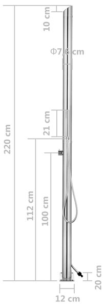 VidaXL Στήλη Ντους Κήπου 220 εκ. από Ανοξείδωτο Ατσάλι