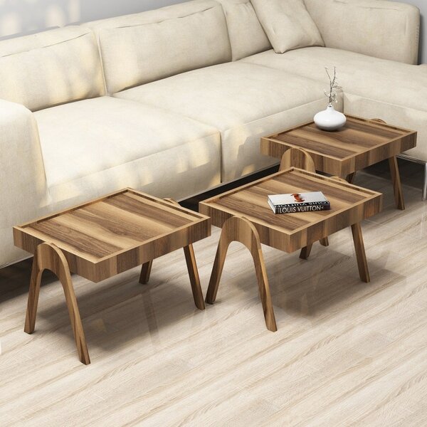 Σετ 3 βοηθητικά τραπεζάκια Roma Walnut