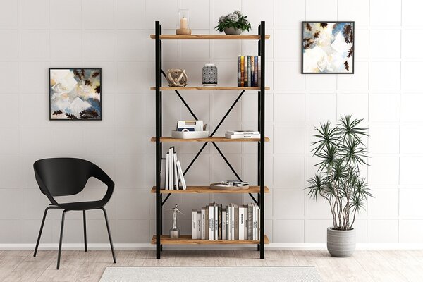 Βιβλιοθήκη Nero Elit Walnut-Μαύρη