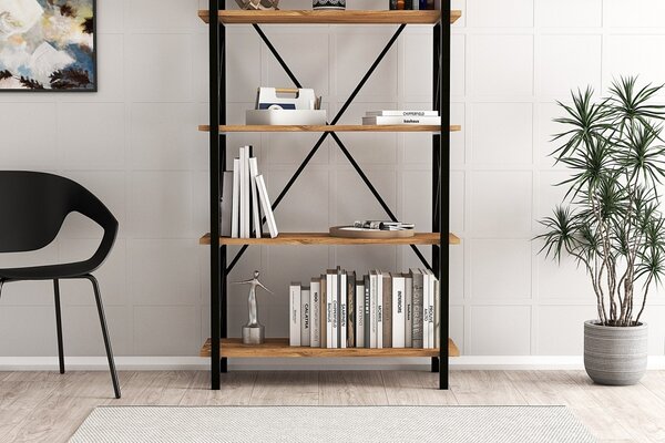 Βιβλιοθήκη Nero Elit Walnut-Μαύρη