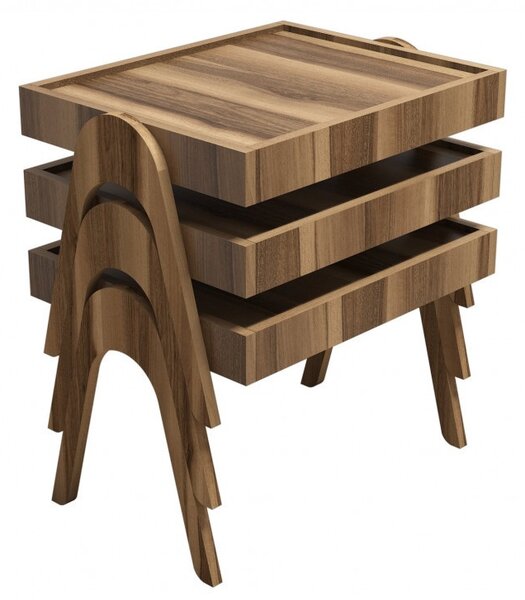 Σετ 3 βοηθητικά τραπεζάκια Roma Walnut
