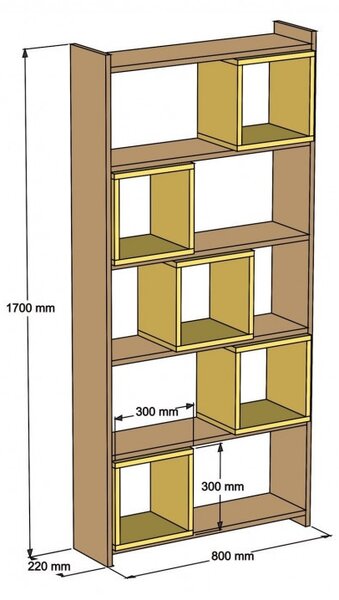 Βιβλιοθήκη Box, Λευκό-Walnut
