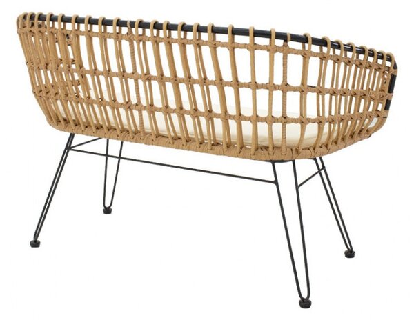Παγκάκι Κήπου Naoki, Μαύρο-Φυσικό, 120x55x79 cm