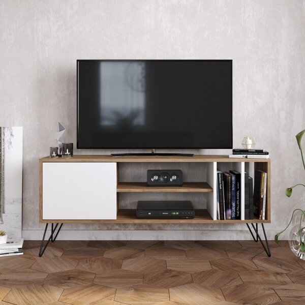 Έπιπλο TV Mistico Walnut-Μαύρο-Λευκό