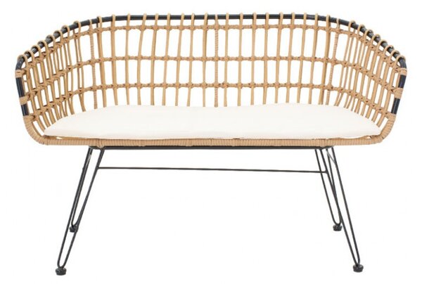 Παγκάκι Κήπου Naoki, Μαύρο-Φυσικό, 120x55x79 cm