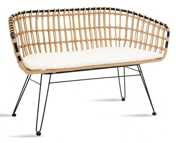 Παγκάκι Κήπου Naoki, Μαύρο-Φυσικό, 120x55x79 cm