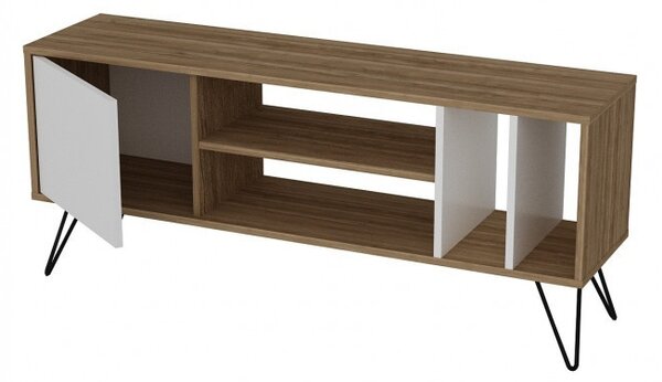 Έπιπλο TV Mistico Walnut-Μαύρο-Λευκό