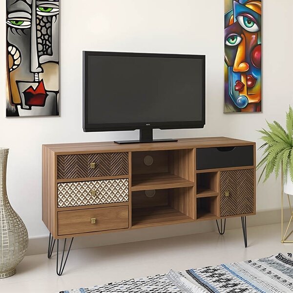 Έπιπλο TV Boho Walnut-Μαύρο
