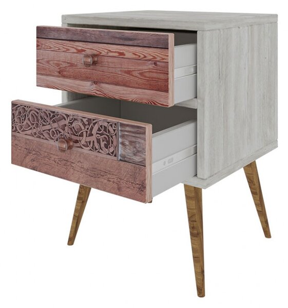 Κομοδίνο PWF-0320 Γκρι-Walnut 40x35x55 cm