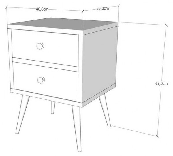 Κομοδίνο PWF-0320 Γκρι-Walnut 40x35x55 cm