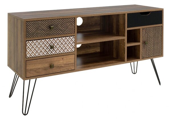 Έπιπλο TV Boho Walnut-Μαύρο