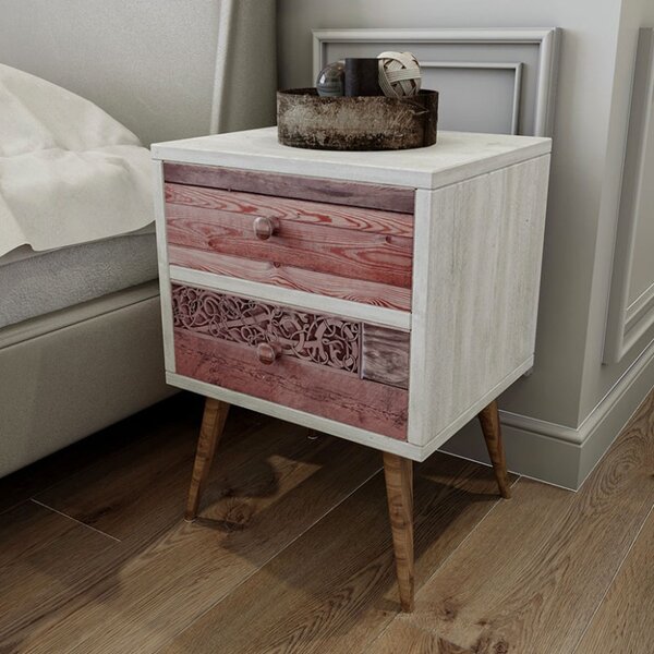 Κομοδίνο PWF-0320 Γκρι-Walnut 40x35x55 cm
