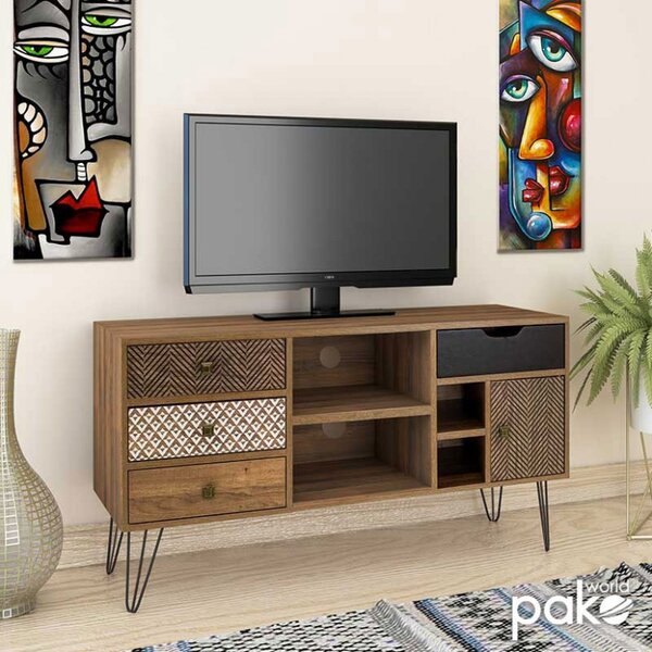 Έπιπλο TV Boho Walnut-Μαύρο