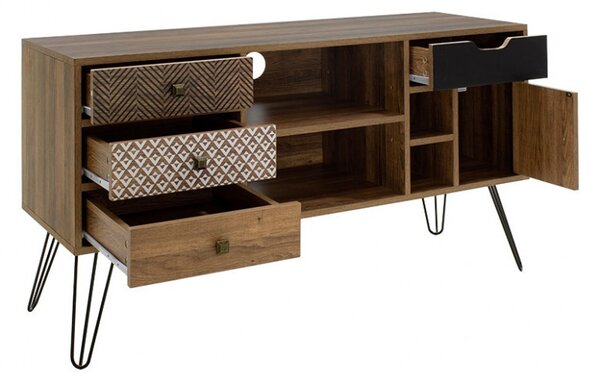 Έπιπλο TV Boho Walnut-Μαύρο