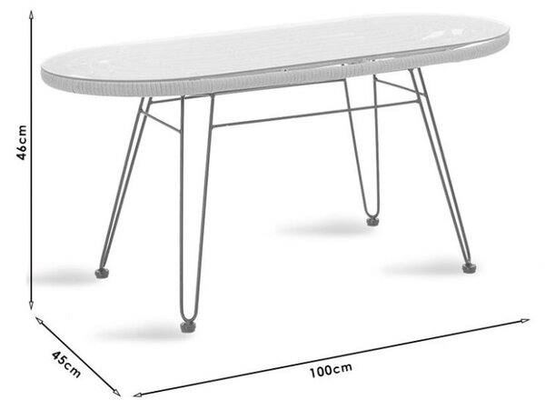 Τραπέζι κήπου Naoki Μαύρο-Γκρι 100x45x46 cm